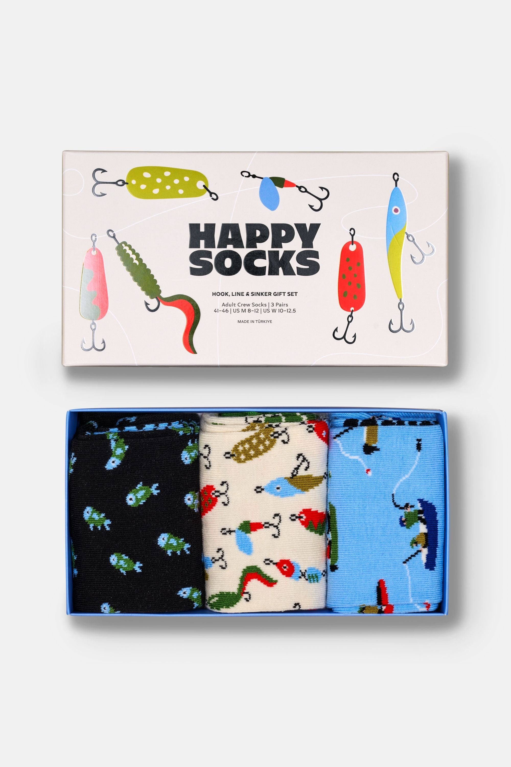Happy Socks - Çok Renkli Balık Desenli 3Lü Pamuklu Çorap Seti
