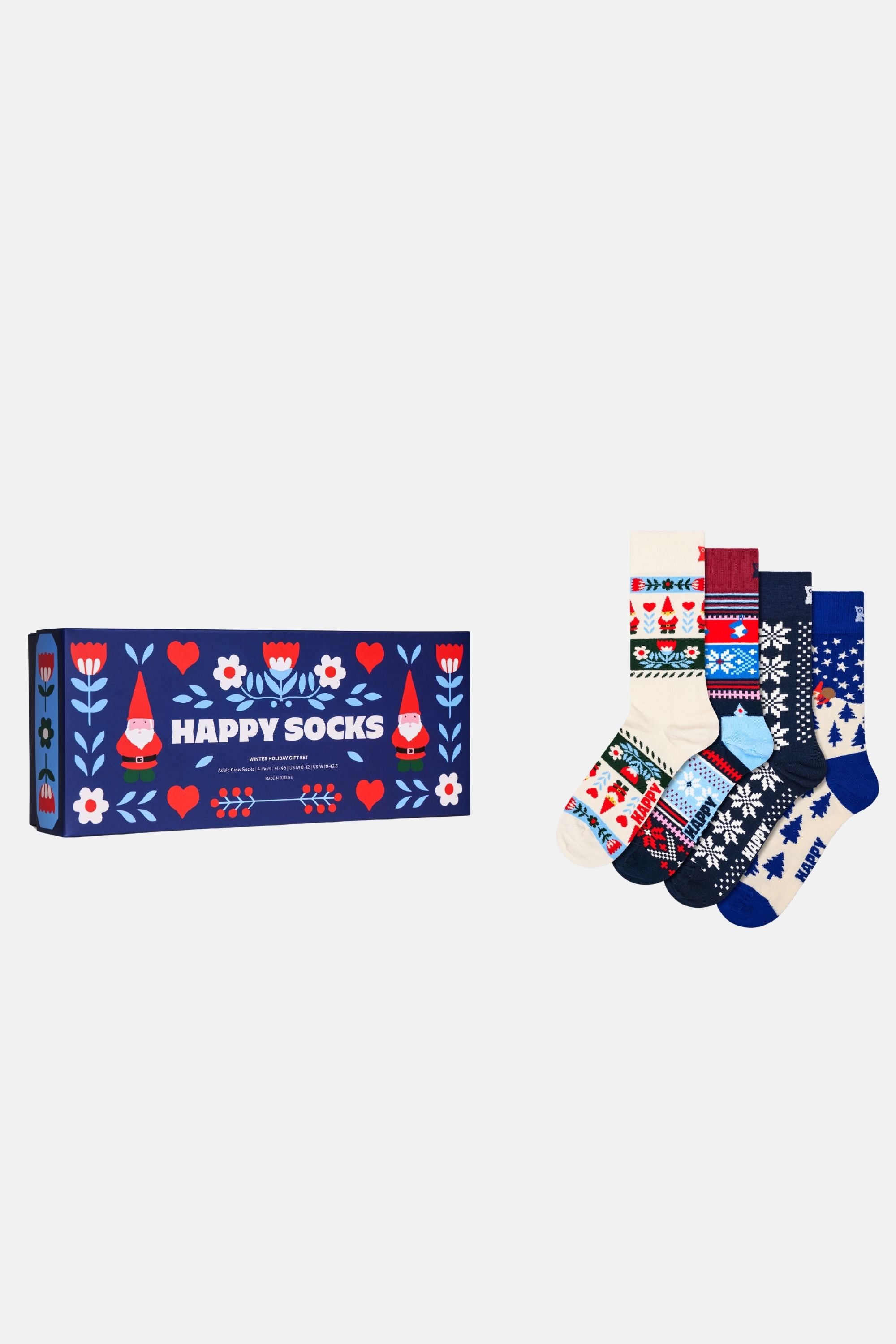 Happy Socks - Çok Renkli Kutlama Desenli 4Lü Pamuklu Çorap Seti
