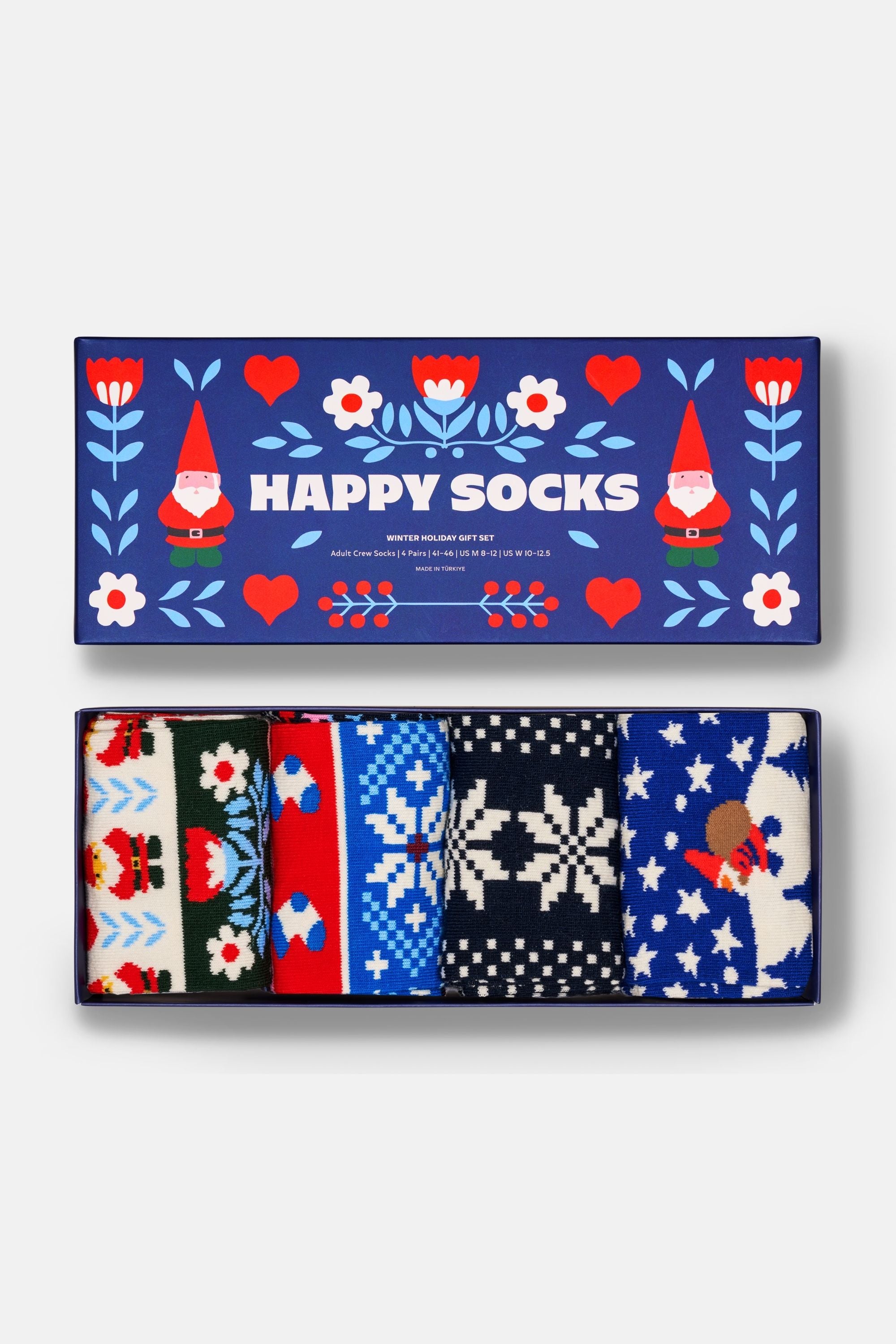 Happy Socks - Çok Renkli Kutlama Desenli 4Lü Pamuklu Çorap Seti