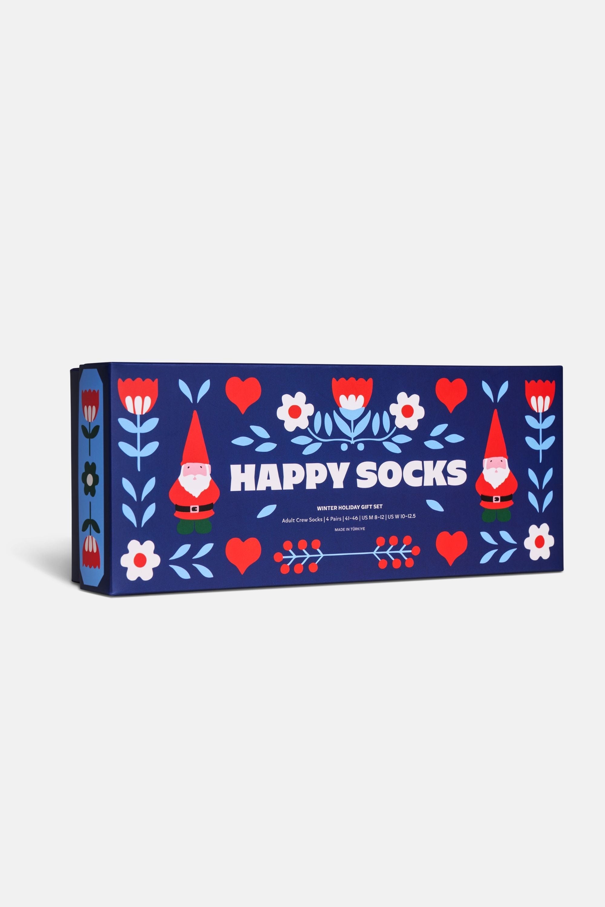 Happy Socks - Çok Renkli Kutlama Desenli 4Lü Pamuklu Çorap Seti