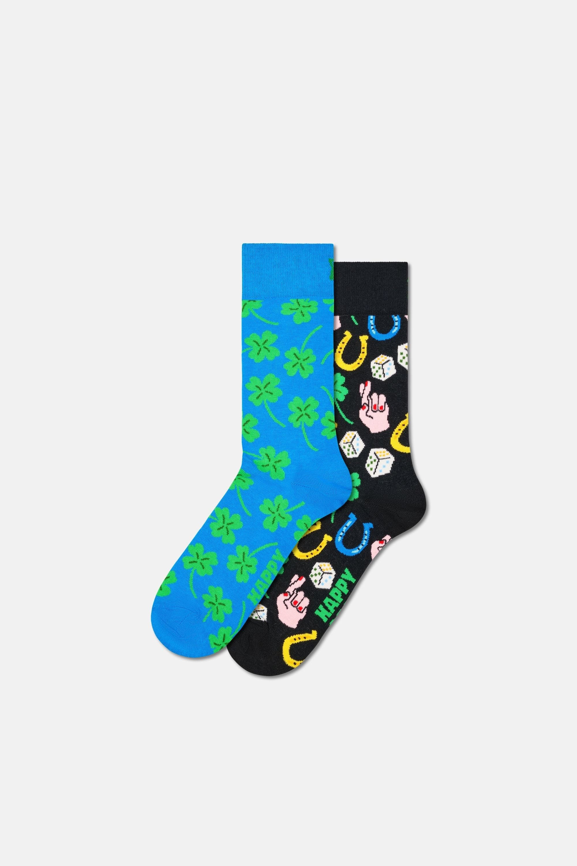 Happy Socks - Çok Renkli Yonca Desenli 2Li Pamuklu Çorap Seti