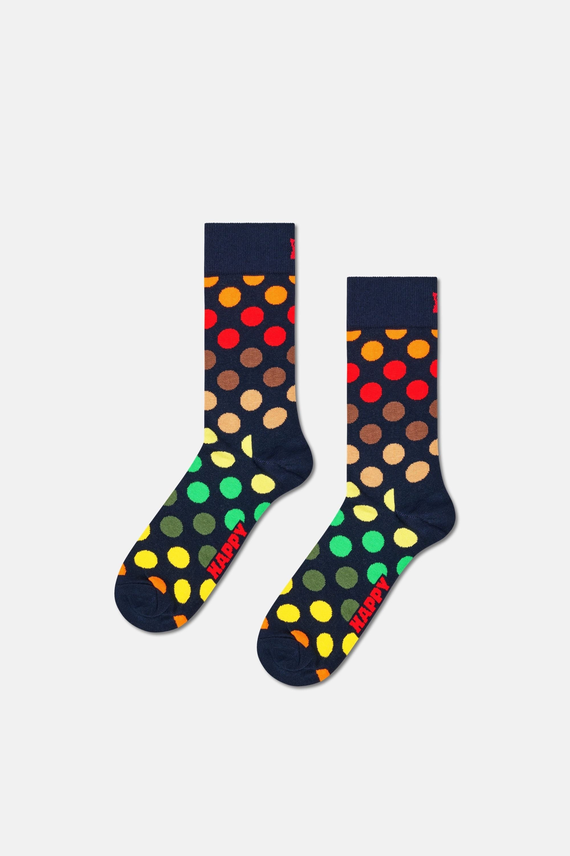 Happy Socks - Siyah Nokta Ve Çizgi Desenli 2Li Pamuklu Çorap Seti