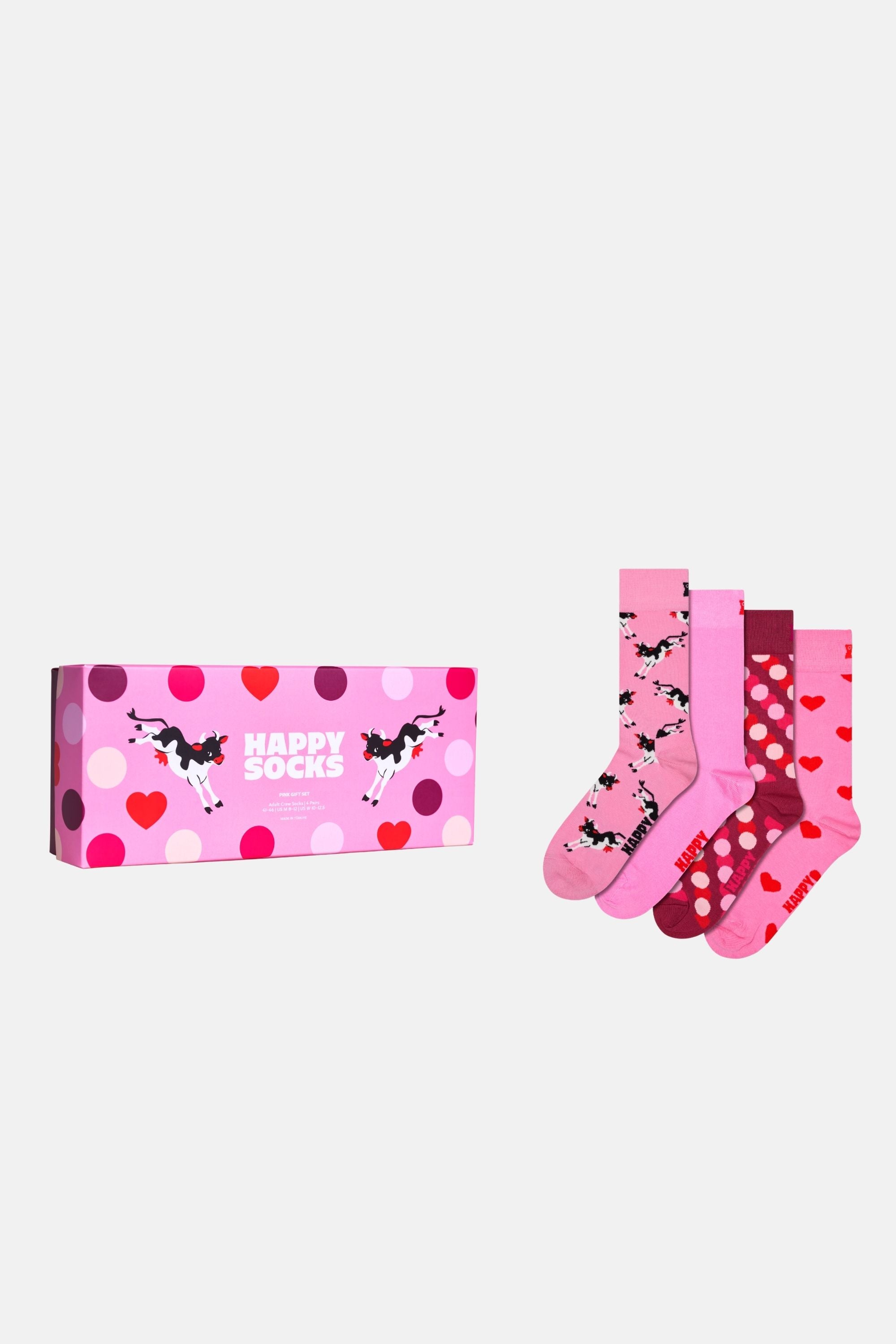 Happy Socks - Pembe 4Lü Desenli Pamuklu Çorap Seti