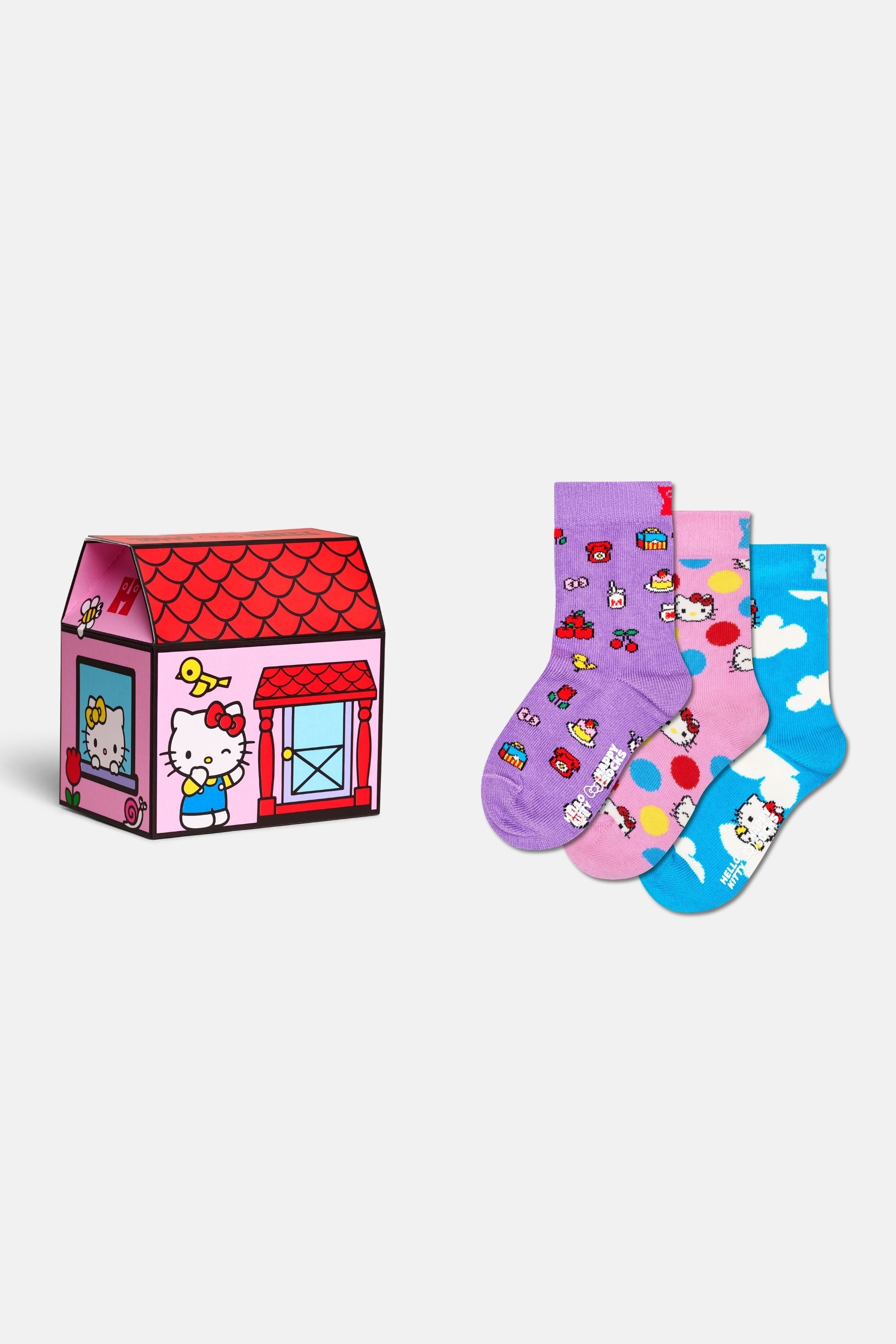 Happy Socks - Çocuk Hello Kıtty Temalı 3'lü Çorap Hediye Seti