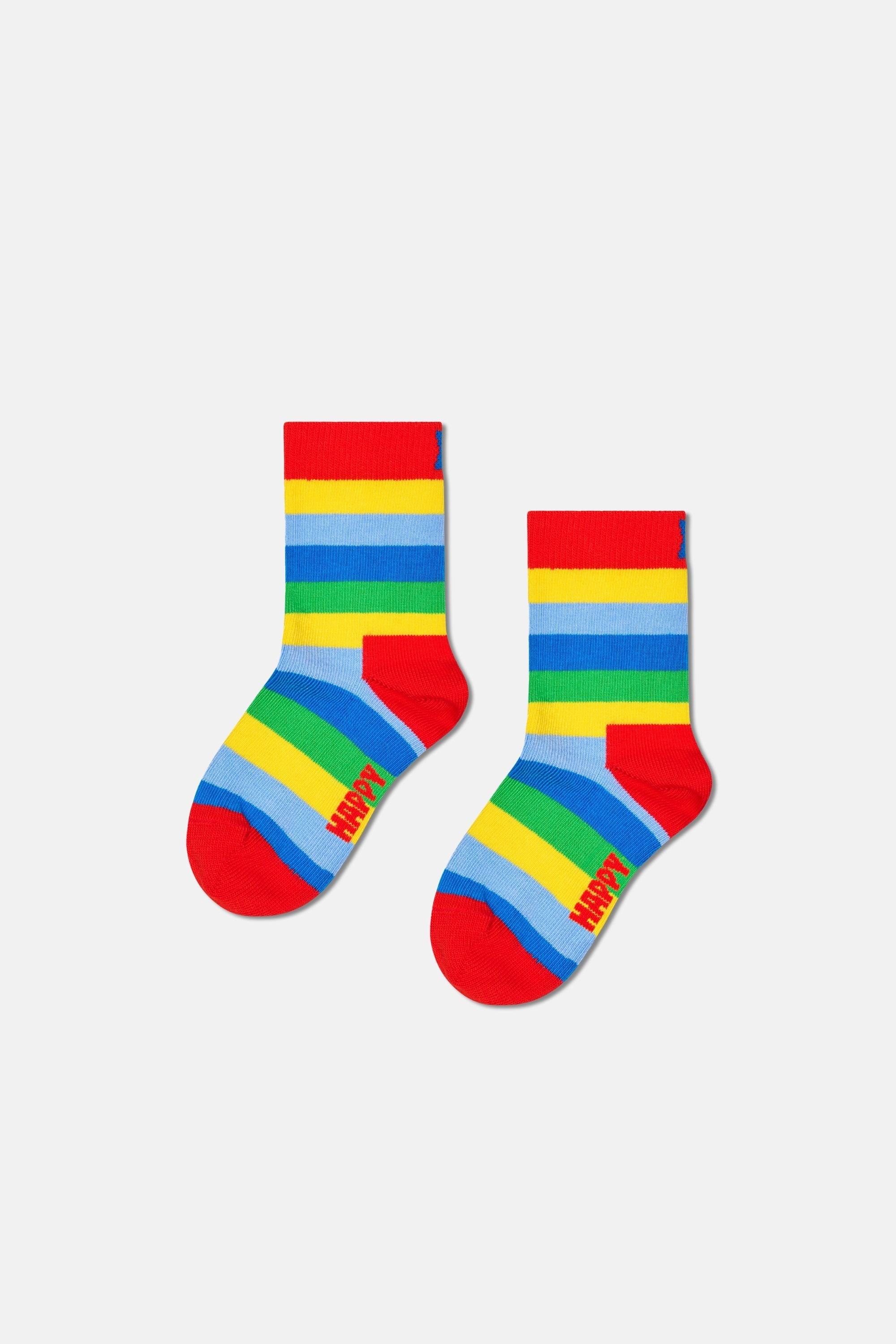 Happy Socks - Beyaz 4Lü Noel Baba Ve Işık Desenli Çocuk Pamuklu Çorap Seti
