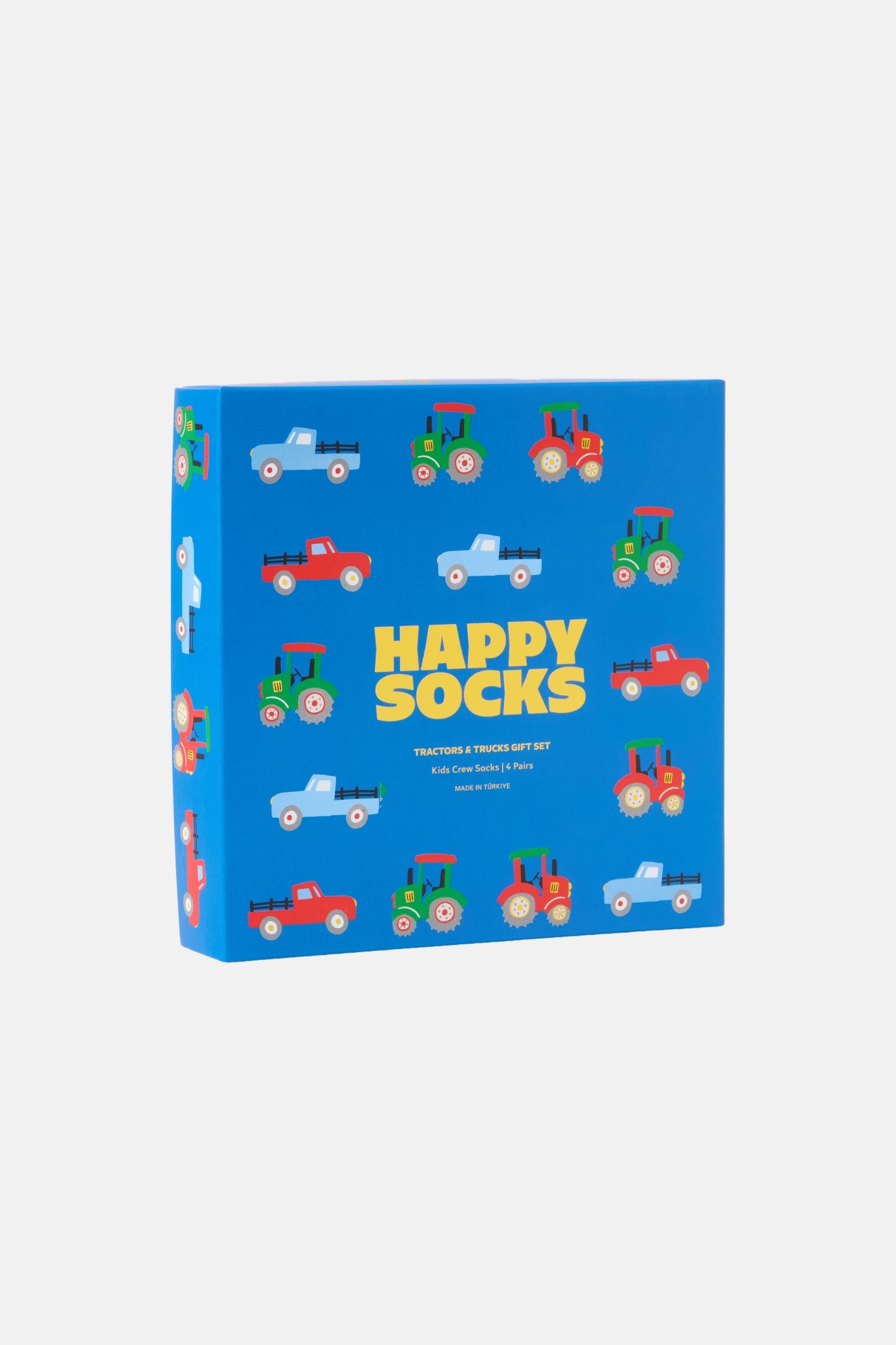 Happy Socks - Mavi 4Lü Traktör Ve Kamyon Desenli Çocuk Pamuklu Çorap Seti