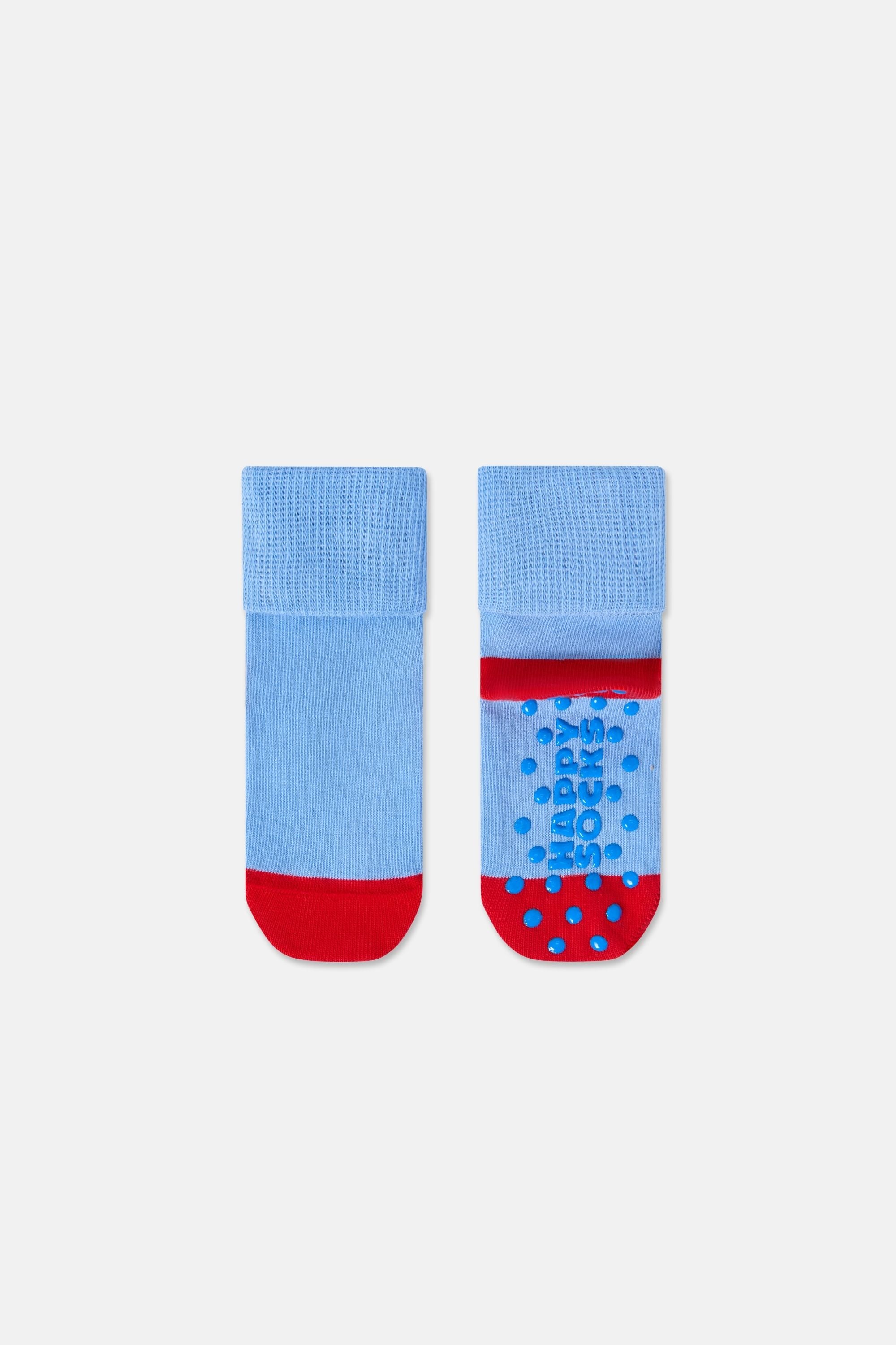 Happy Socks - Çok Renkli 4Lü Dinozor Ve Traktör Desenli Kaydırmaz Çocuk Pamuklu Çorap Seti