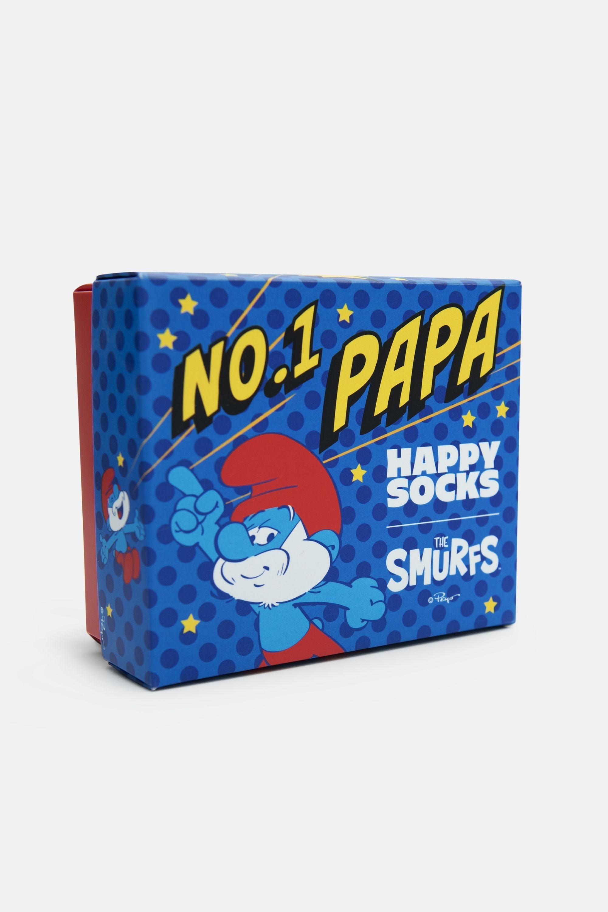 Happy Socks - Mavi 2Li No. 1 Papa Şirinler Desenli Pamuklu Çorap Seti
