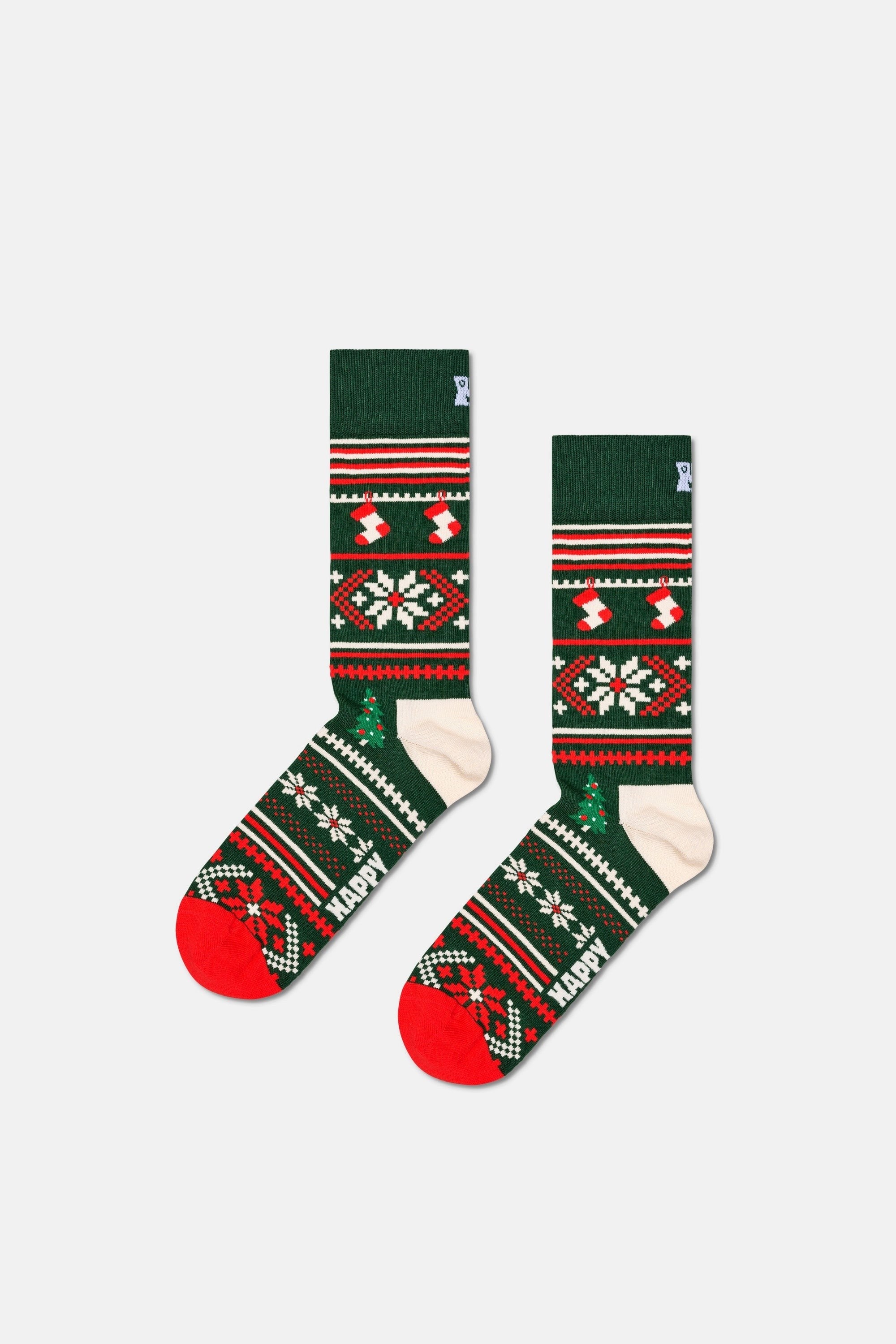 Happy Socks - Yeşil Kar Tanesi Desenli Pamuklu Tekli Çorap Seti