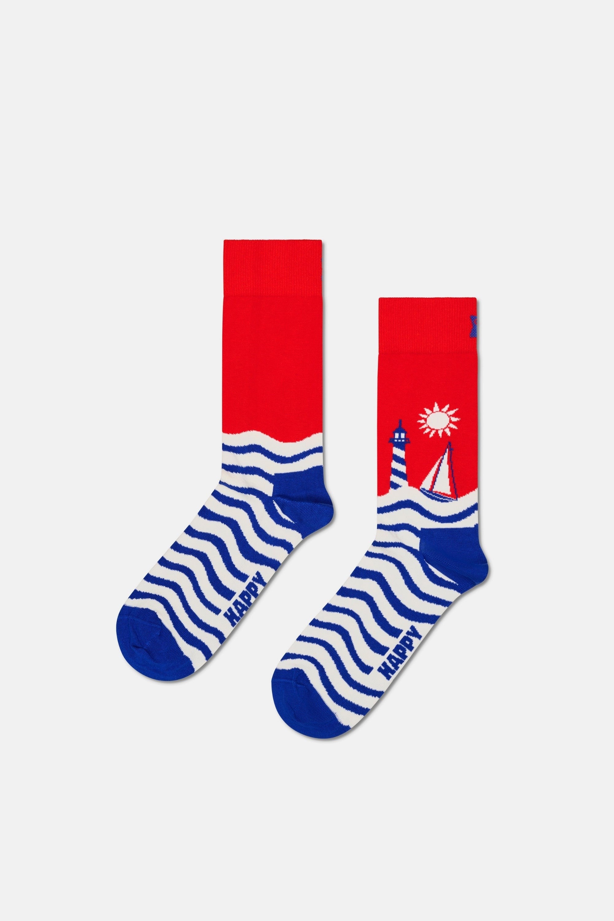 Happy Socks - Çok Renkli Sahil Temalı Pamuklu 3Lü Çorap Seti