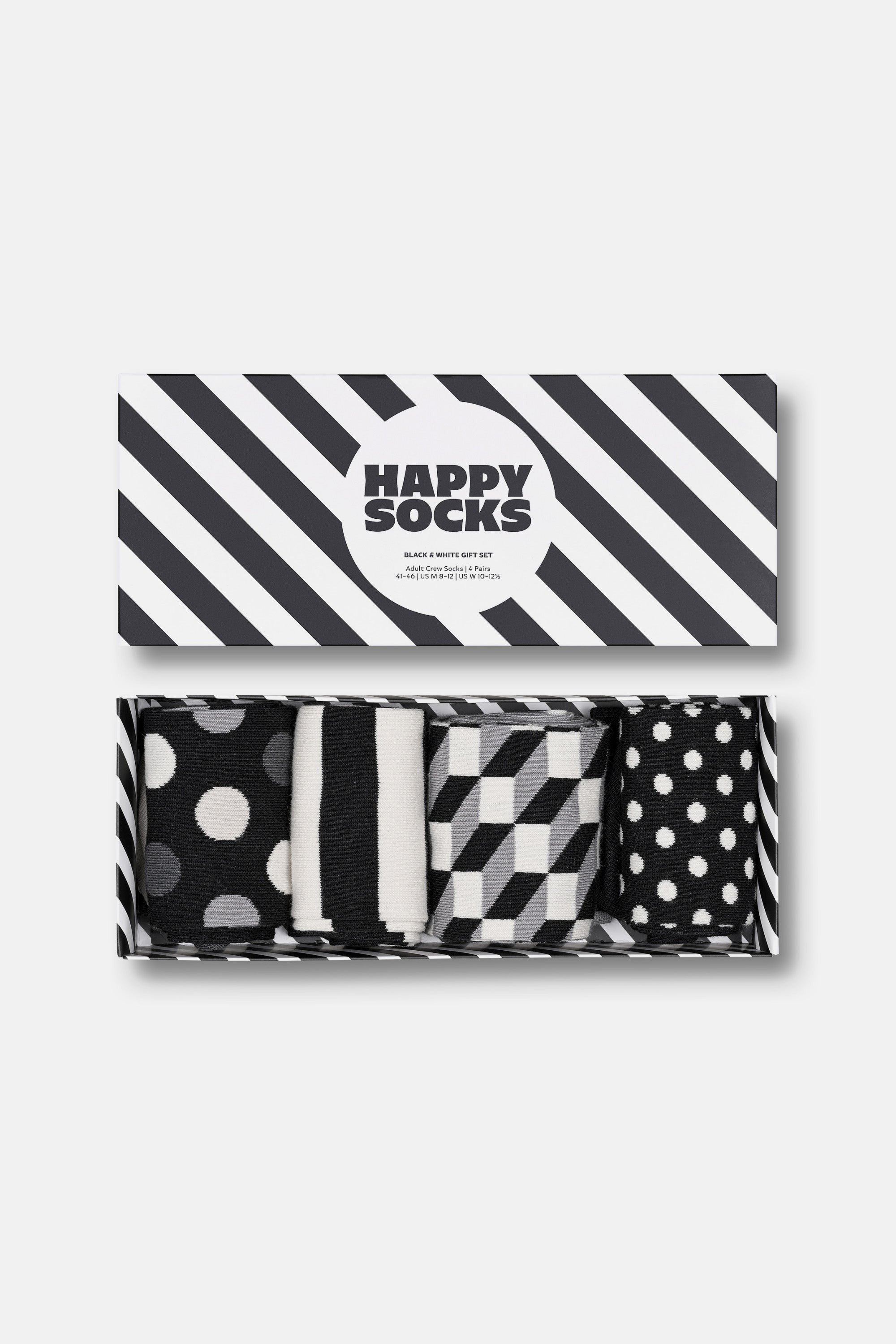 Happy Socks - Siyah Beyaz Klasik 4Lü Pamuklu Çorap Seti