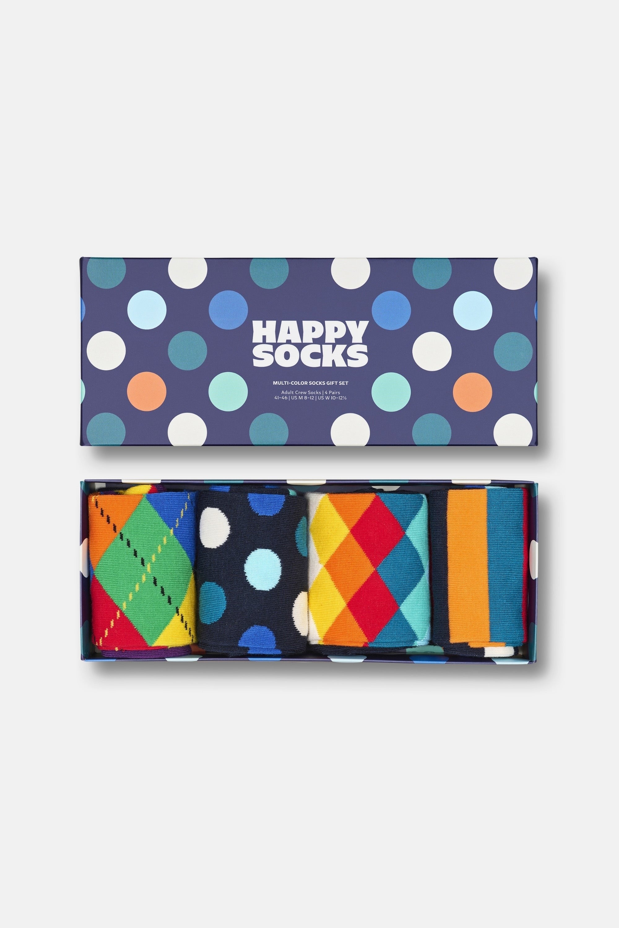 Happy Socks - Çok Renkli Karışık Desenli Pamuklu 4Lü Çorap Seti